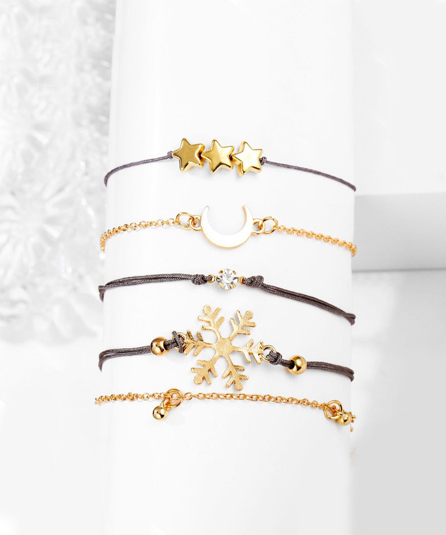 5 Piece Blue Winter Bracelet Set With Austrian Crystals 18K White Gold Plated Bracelet
