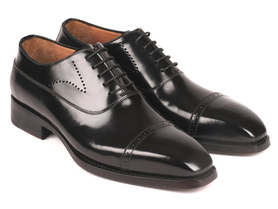 Paul Parkman Goodyear Welted Cap Toe Oxfords Black Polished Leather